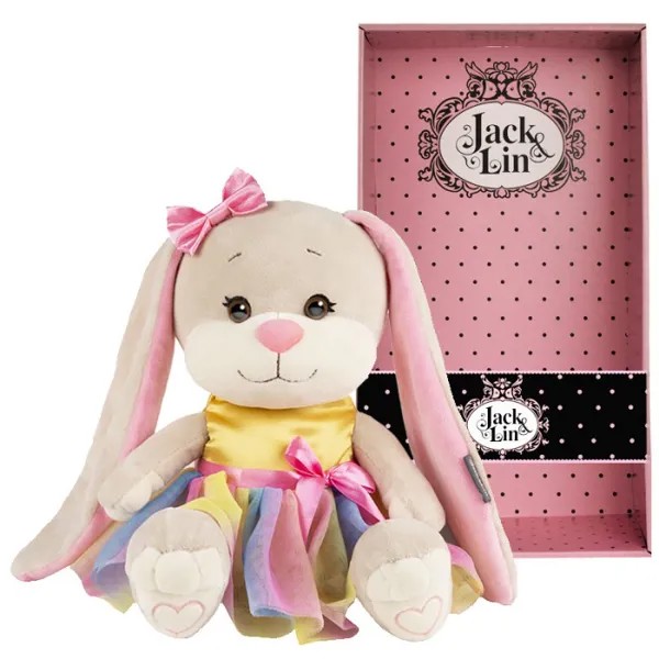 Мягкая игрушка Jack&Lin Зайка в радужном платье 25 см