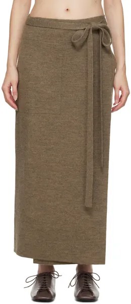 Коричневая длинная юбка с фартуком Lauren Manoogian