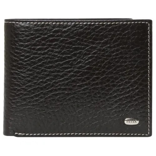 Портмоне мужское из натуральной кожи Petek 1855 182.46D.KD1 черный, зернистый , с белой прострочкой