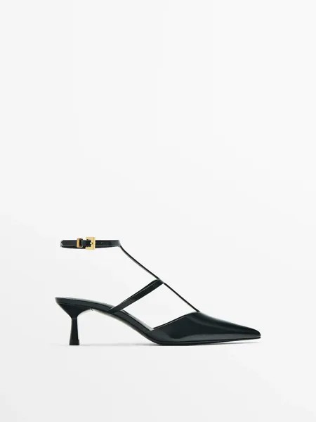 Босоножки на каблуке Massimo Dutti, черный