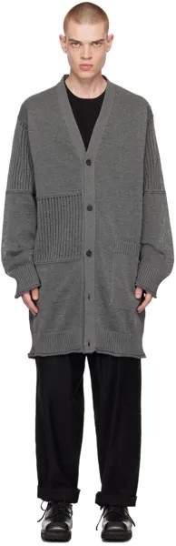 Серый кардиган с двумя узорами Yohji Yamamoto