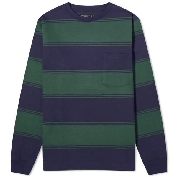 Футболка Beams Plus Long Sleeve Stripe Pocket, темно-синий