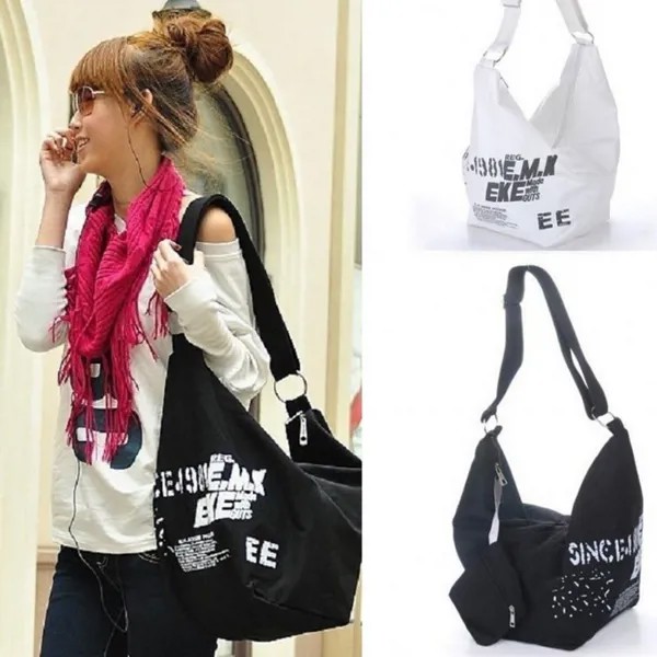 Наплечная сумка Женская корейская версия холста Preppy Campus Сумка сумка для сумок для покупок
