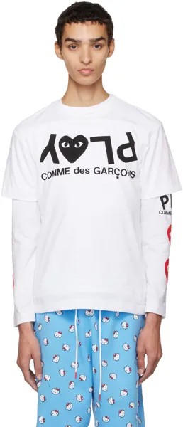 Белая футболка с принтом Comme des Garçons Play