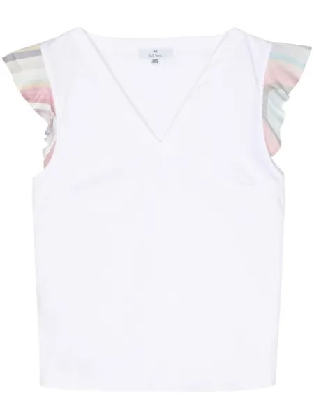 PS Paul Smith футболка с оборками, белый