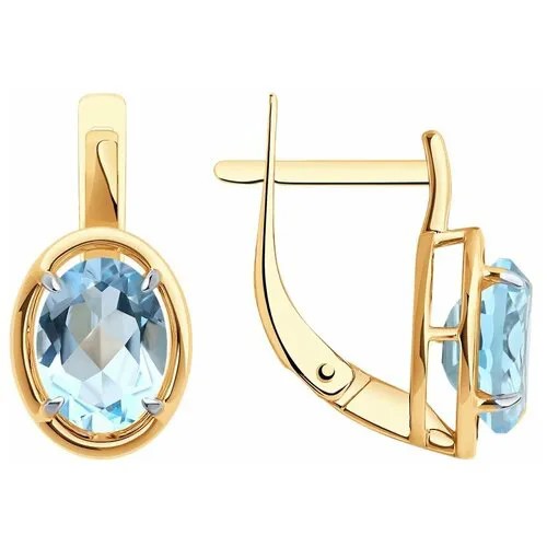 Серьги Diamant, красное золото, 585 проба, топаз, размер 17 мм