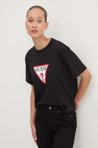 Хлопковая футболка Guess Jeans, черный