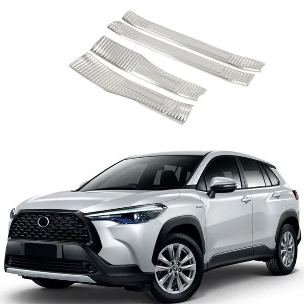 4 * Серебряная Накладка на порог внутренней двери для Toyota Corolla Cross 2020-21