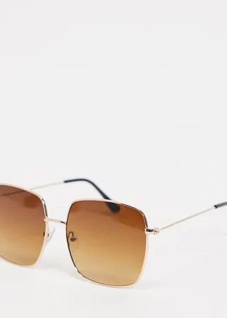 Квадратные солнцезащитные очки в золотистой оправе с коричневыми линзами South Beach-Золотистый