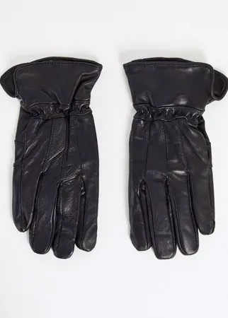 Черные кожаные перчатки в стиле пэчворк Boardmans-Черный цвет