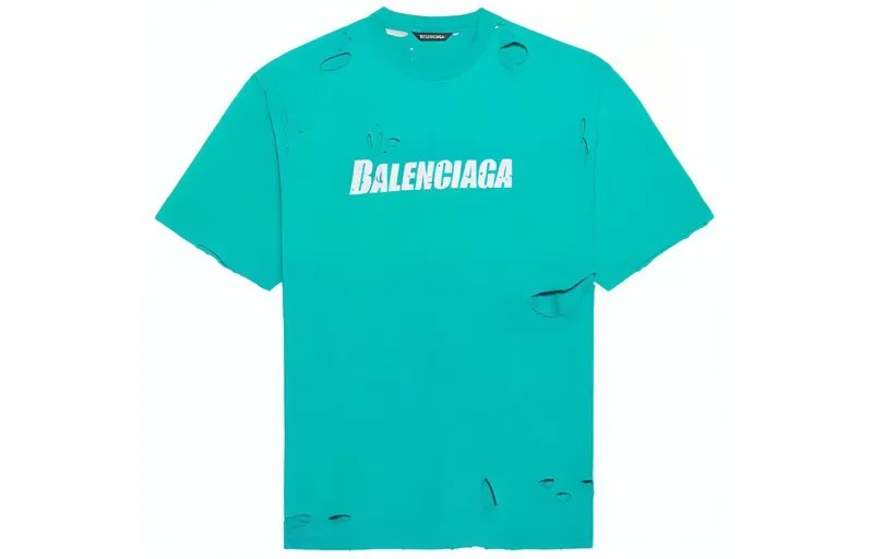 Футболка Caps Destroyed Flatground Balenciaga, зеленый