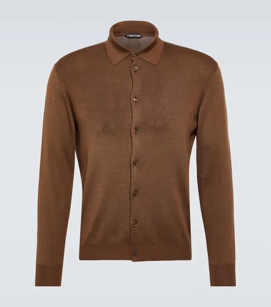 Трикотажная шелковая рубашка Tom Ford, коричневый