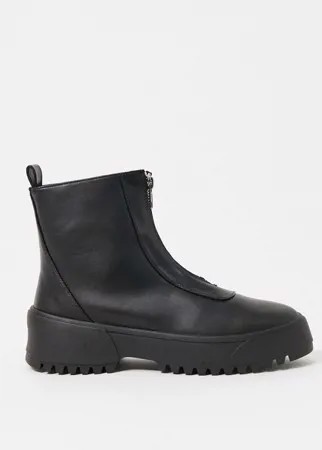 Черные ботинки на массивной подошве с молнией спереди ASOS DESIGN-Черный цвет