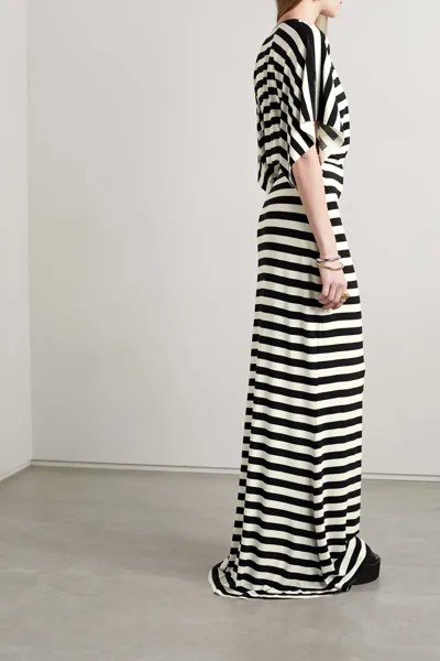 NORMA KAMALI платье макси Obie из стрейч-джерси в полоску, черный