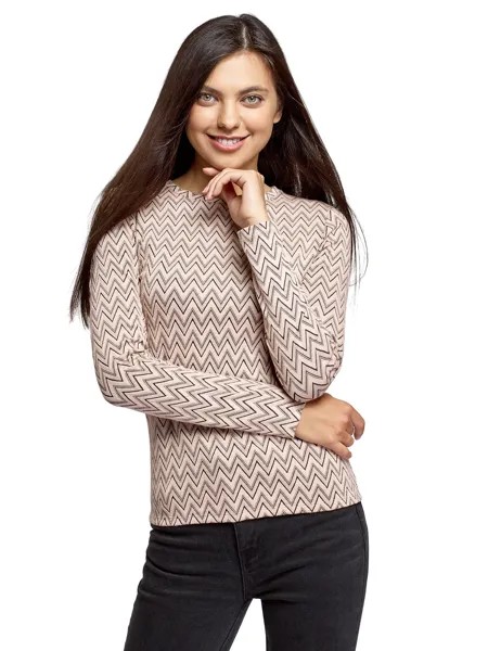 Лонгслив женский oodji 14201046 розовый XS