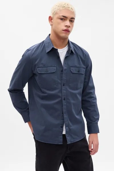 Рубашка с двумя карманами в практичном стиле Gap, синий