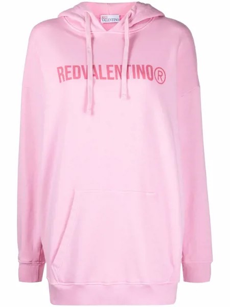 RED Valentino logo-print long-length hoodie