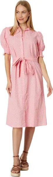 Платье миди с пышными рукавами и люверсами Tommy Hilfiger, цвет Windmill Eyelet/English Rose