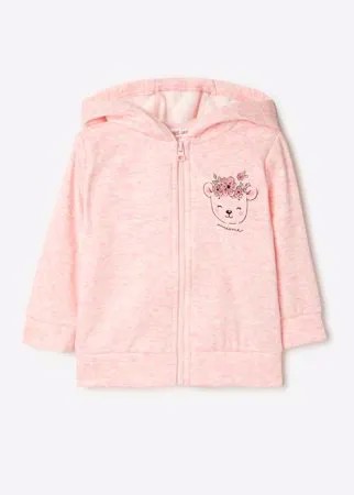 Розовая толстовка oversize с принтом для малышки Gloria Jeans