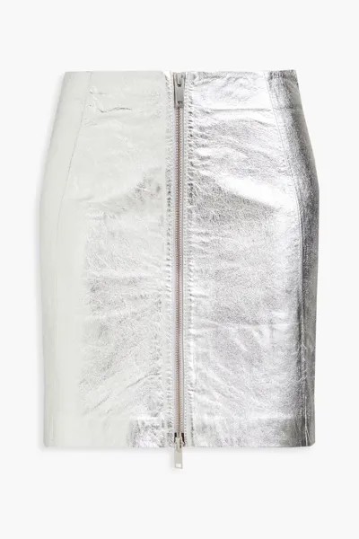 Мини-юбка из фактурной кожи металлик Envelope1976, серебро