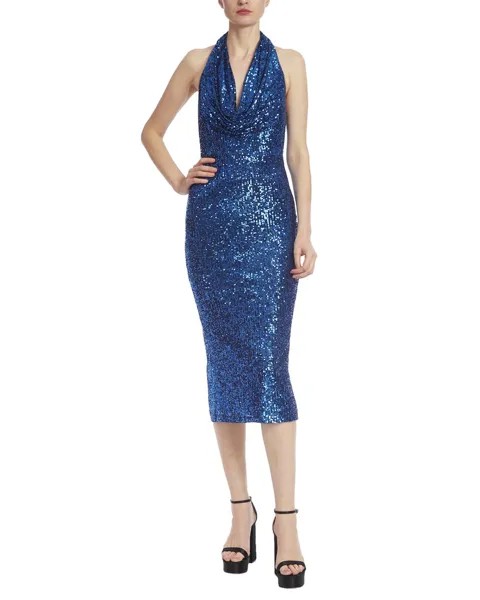 Платье миди с капюшоном и пайетками Jewel Badgley Mischka, цвет Sapphire