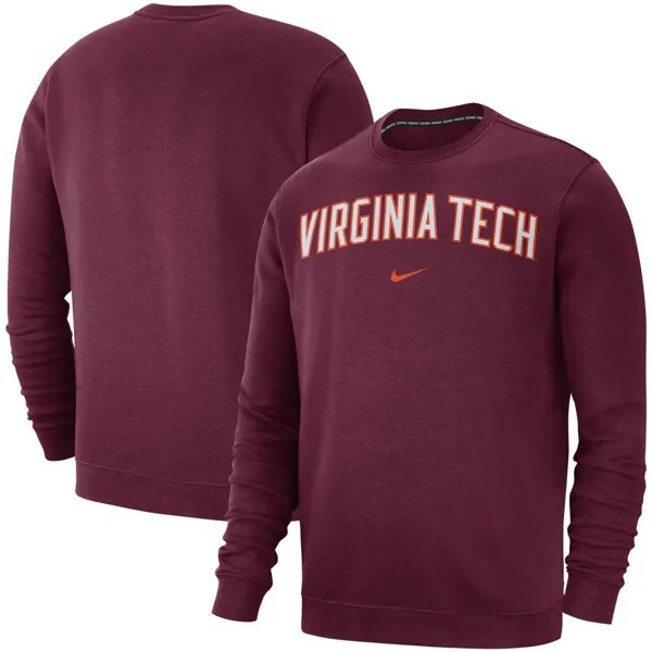 Мужской бордовый флисовый свитшот Virginia Tech Hokies Club Nike