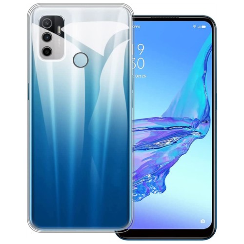 Прозрачный силиконовый чехол с защитой камеры для Oppo A53S / Тонкий противоударный легкий чехол накладка на телефон Оппо А53С