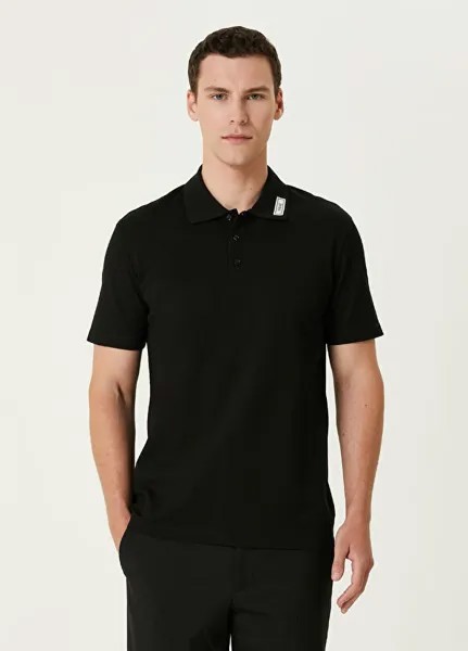 Футболка с логотипом на воротнике-поло Versace, черный