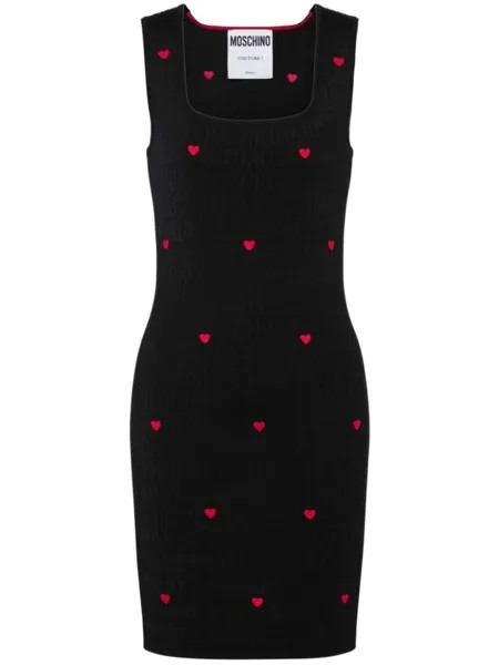 Moschino трикотажное платье мини с вышивкой, черный