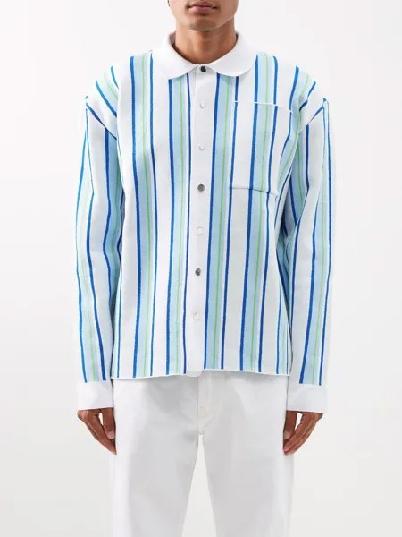 Рубашка maille в полоску из смесового хлопка Jacquemus, синий