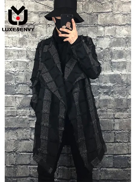 Роскошный Дизайн & ENVY, облегающее Мужское пальто по индивидуальному заказу, асимметричное клетчатое пальто, весна-лето 2023, новая мужская одежда