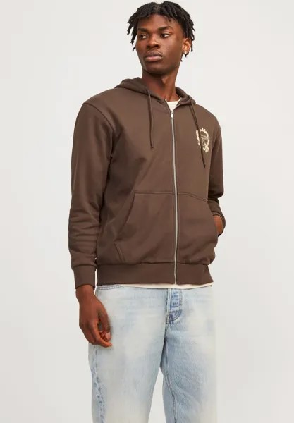 Свитер на молнии Jormocha Zip Hood Unisex Jack & Jones, коричневый
