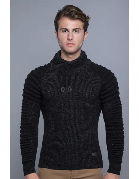 Пуловер CARISMA Strick Strick mit Schalkragen und gerippten Ärmeln, цвет Anthra (Black)