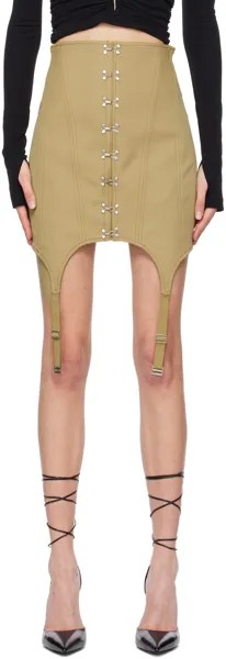 Мини-юбка цвета хаки с корсетом и подвязками Dion Lee