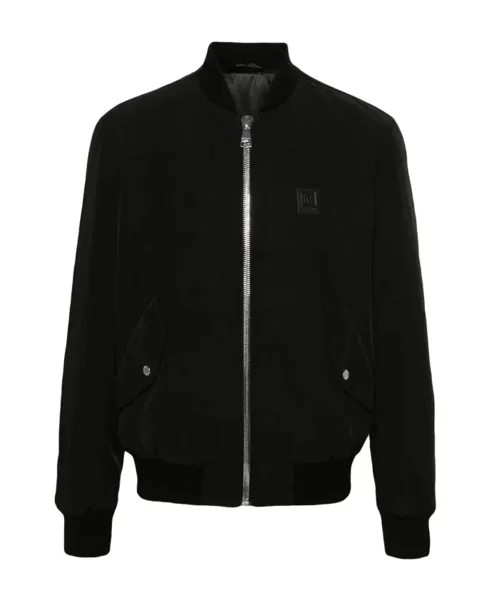 Бомбер с нашивкой логотипом Balmain, черный