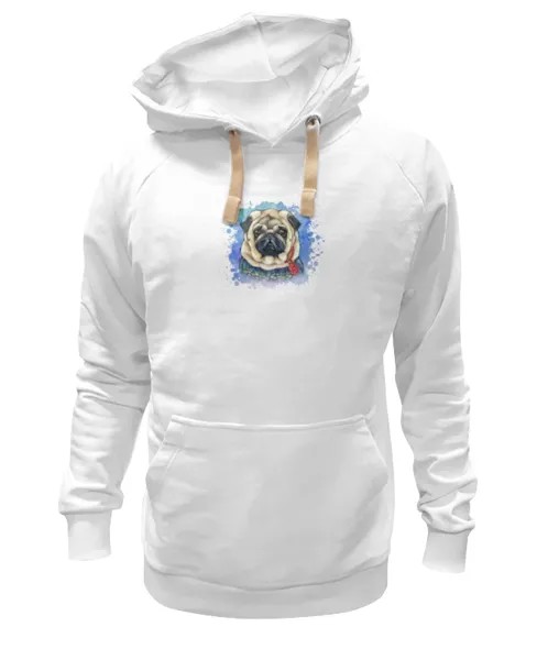 Худи Printio Мопсик белое 2XL