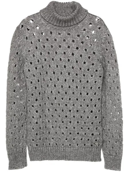 Kiton джемпер ажурной вязки, серый