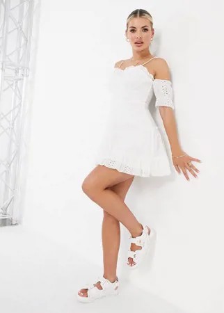 Белое платье мини с вышивкой ришелье Parisian-Белый