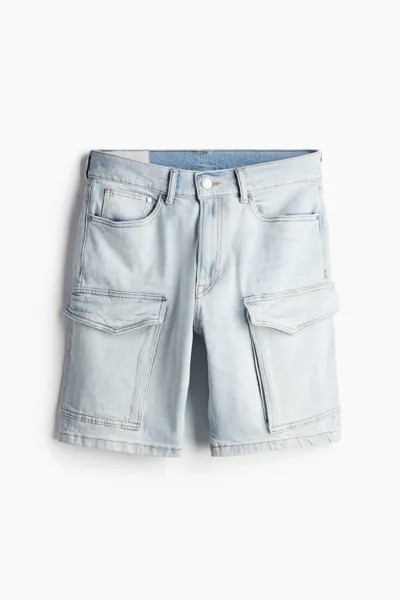 Узкие джинсовые шорты карго H&M, синий