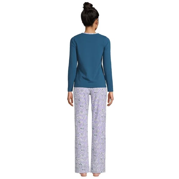 Женский вязаный пижамный топ с длинными рукавами и пижамные штаны Lands End, комплект для сна Lands' End