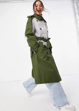 Тренч цвета хаки и серого цвета adidas Originals x Dry Clean Only-Зеленый цвет