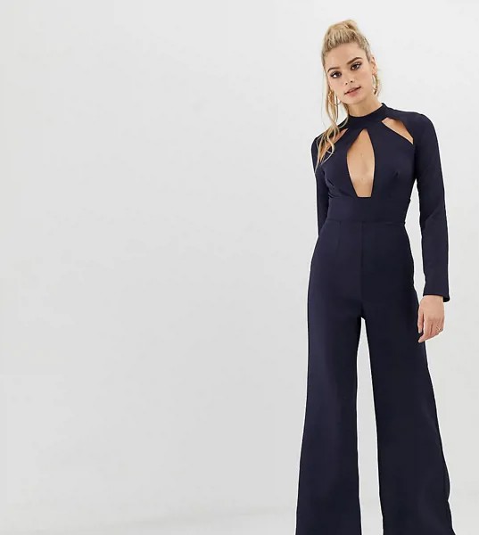 Темно-синий комбинезон с рукавами кимоно и вырезом капелькой Missguided Tall