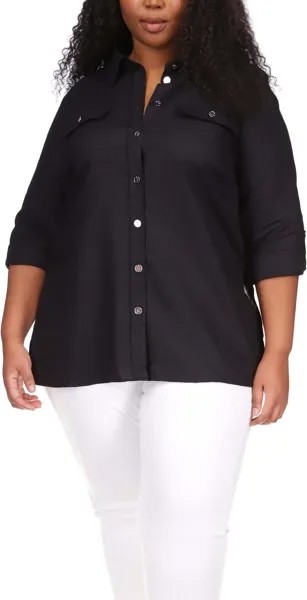 Рубашка Plus Size Linen Slub Tunic MICHAEL Michael Kors, черный