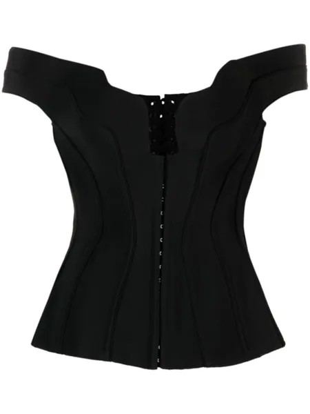 Корсет Impossible Neckline с открытыми плечами Mugler, черный