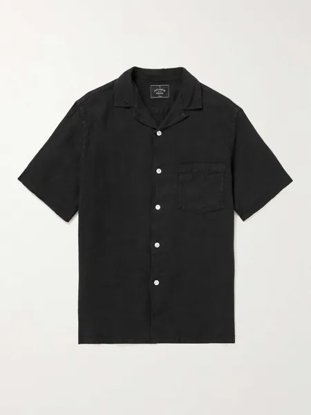Льняная рубашка с воротником-стойкой PORTUGUESE FLANNEL, черный