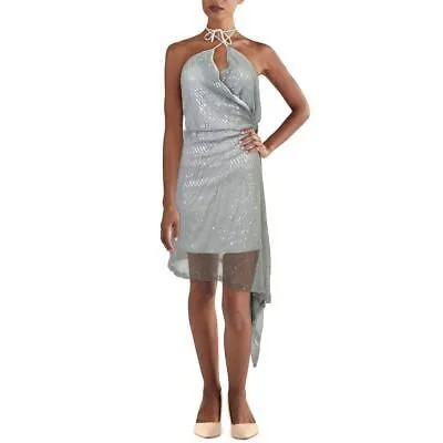 Guess Женское серое коктейльное мини-платье с запахом в сетку XS BHFO 2138