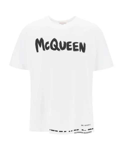 Футболка с принтом граффити и надписью Alexander Mcqueen, белый