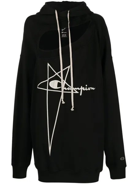 Rick Owens худи с кулиской из коллаборации с Champion, черный