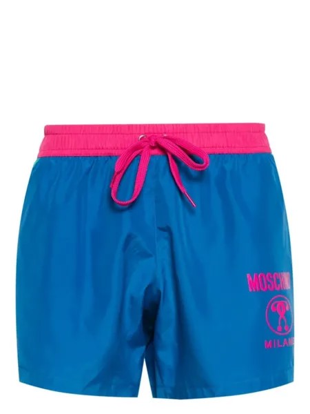 Moschino плавки-шорты в стиле колор-блок с логотипом, синий