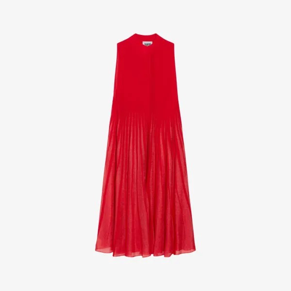 Тканое платье миди Maryli с плиссированной юбкой Claudie Pierlot, цвет rouges